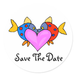 Fish with heart save the date sticker sticker