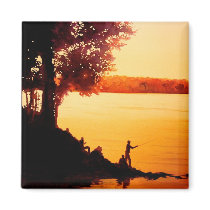 "Fisher People" Fishing Landscape Watercolor magnets by PaulJacksonart "Fisher People" Fishing Landscape Watercolor magnets