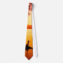 "Fisher People" Fishing Landscape Watercolor ties
