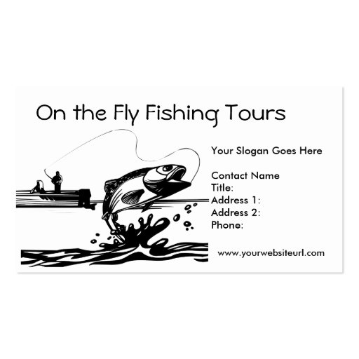 Fisherman Fishing on Lake Business Card Template (front side)