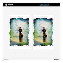 Fisherman & Rod Fishing Outdoors Design Skin For Kindle Fire