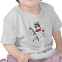 fisherman snowman t-shirt