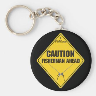 Fishermen Ahead Big Game Rods Keychain