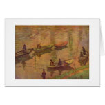 Fishermen fishing river Seine at Poissy by Monet Cards