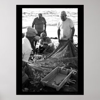 Fishermen in Costa de Caparica 001 Print