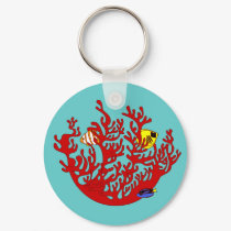 Fishes and Coral Doodle Art Keychain