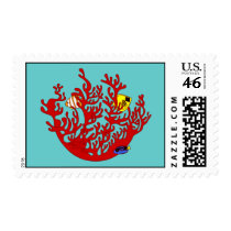Fishes and Coral Doodle Art Postage stamps
