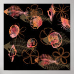 Fishes fossils print