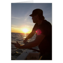Fishing at sunset cards