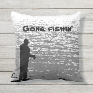 Fishing at the Lake Sports Outdoor Pillow