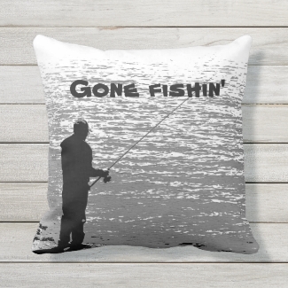 Fishing at the Lake Sports Outdoor Pillow