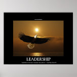 Fishing Bald Eagle & Sunset Motivational Poster