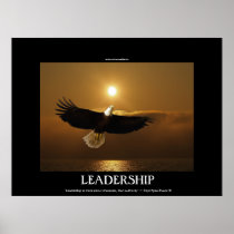Fishing Bald Eagle & Sunset Motivational Poster