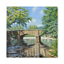 Fishing Bennett  Spring Landscape Acrylic Painting Fridge Magnet