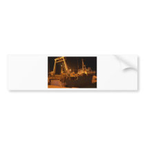 Fishing Boat In Harbor At Night Bumper Sticker
