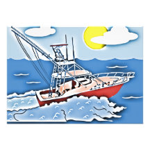 Fishing Boat on the High Seas Personalized Invitation