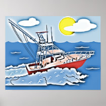 Fishing Boat on the High Seas Posters