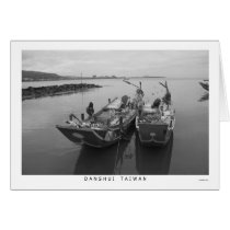 Fishing boats at Danshui, Taiwan cards