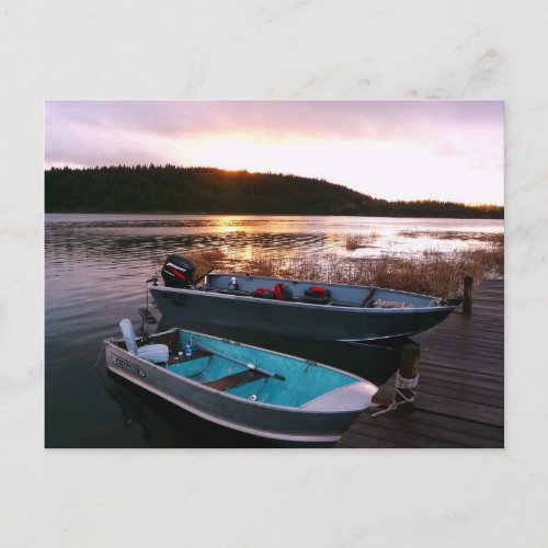 Fishing Boats at Sundown postcard