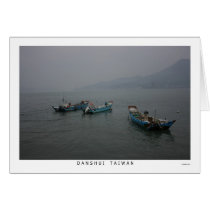 Fishing boats at twilight on the Danshui River cards