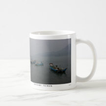 Fishing boats at twilight on the Danshui River Mugs