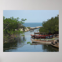 Fishing Boats Mouth of Negril River Jamaica. Large Print