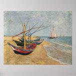 Fishing Boats on the Beach at Saintes-Maries, 1888 posters