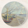 Fishing boats on the beach beverage coasters