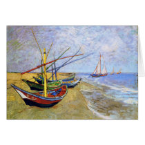 Fishing Boats on the Beach, Vincent Van Gogh Cards