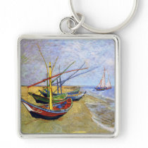 Fishing Boats on the Beach, Vincent Van Gogh Key Chains