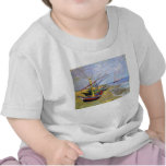 Fishing Boats on the Beach, Vincent Van Gogh Tee Shirts