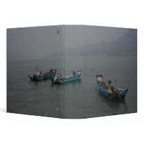 Fishing boats on the Danshui River, Taipei 3 Ring Binders
