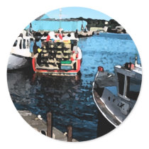 Fishing Boats Painting Sticker