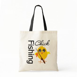 Fishing Chick Tote Bag