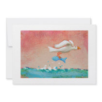 Fishing for dinner - Tiny Art #608 Bird & Fish art invitations