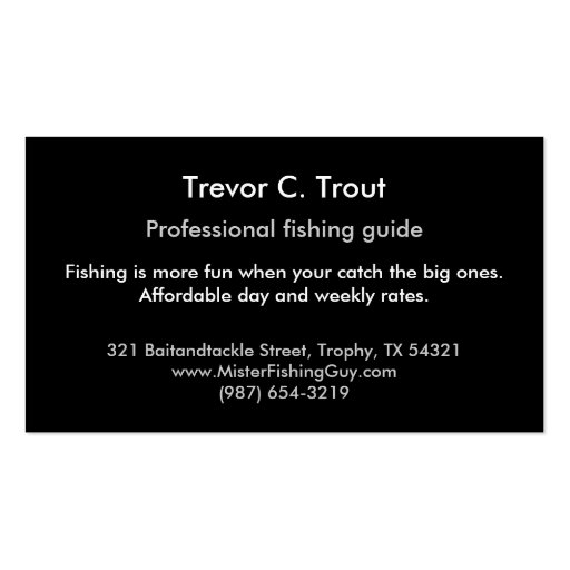 Fishing guide business cards bait shop lure photo (back side)