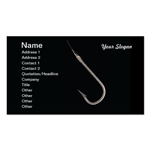 Fishing hook business card (front side)