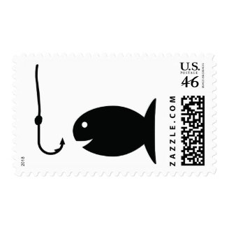 fishing icon postage stamp