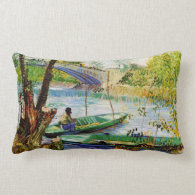 Fishing in Spring, Vincent van Gogh. Throw Pillows