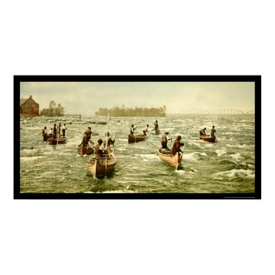 Fishing in the Soo Canal at Sault Ste. Marie 1901 Print by lc_vintagephotos
