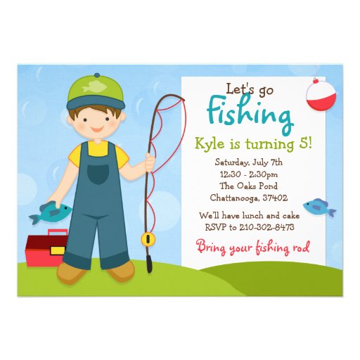 Fishing Kids Birthday Party Invitation