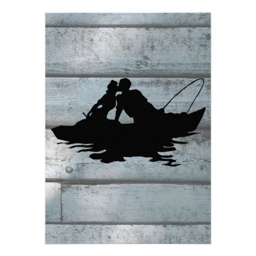Fishing Lovers Boat Old Wood Wedding Invitation