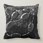 fishing nets black and white cottage decor pillow