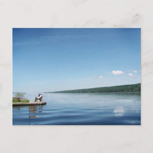 Fishing on Cayuga Lake postcard