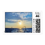 Fishing on Wavy Water Postage Stamp