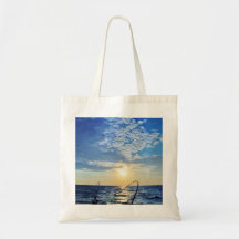 Fishing on Wavy Water Tote Bag