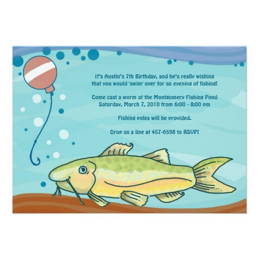 Fishing Party Invitations: Blue