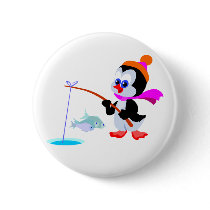 Fishing Penguin buttons