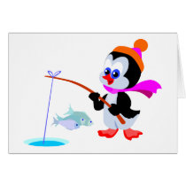 Fishing Penguin cards