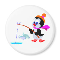 Fishing Penguin magnets